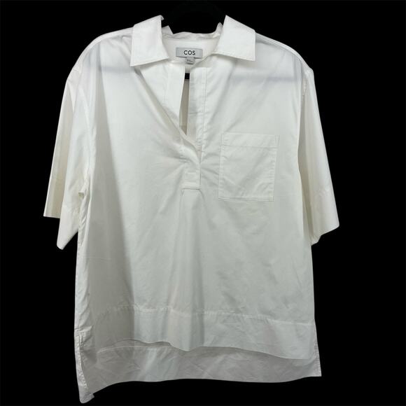 COS Size EURO 34 US 4 / S Cotton Rubab Tunic Top White Resort Wear Minimalist - Picture 1 of 8